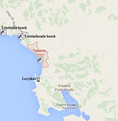 map of Toroni in Halkidiki