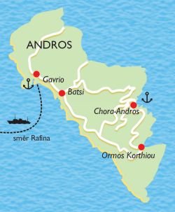 map of Andros Greece