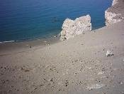The steep hill leading towards the naturist beach.