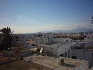 Blik over Mykonos Stad in de avond