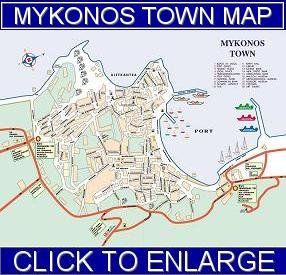 Mykonos stad plattegrond