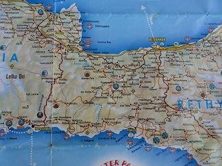 Plattegrond Chora Sfakion, Rethimnon, Plakias Kreta, Map of Chora Sfakion, Rethimnon, Plakias Crete.