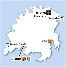 map of Serifos sights, plattegrond van Serifos bezienswaardigheden